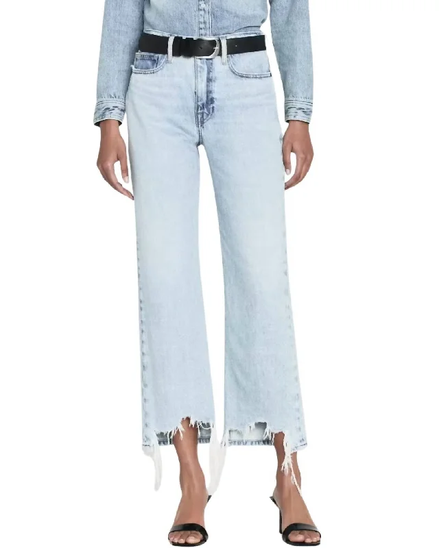 Le Jane Crop Bite Hem Jeans In Fizz Indigo Comfortable Ankle Jeans