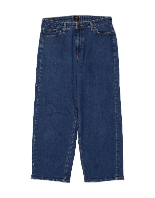 LEE Womens Wide Leg Jeans W32 L26 Blue Cotton Trendy Flared Leg Jeans
