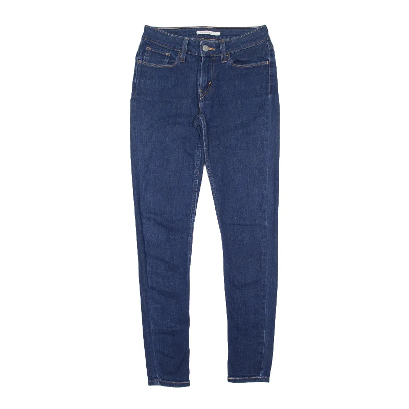 LEVI'S 535 Jeans Blue Denim Slim Skinny Womens W27 L30 Stylish Shredded Denim Jeans
