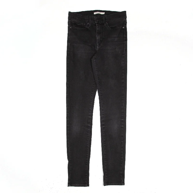 LEVI'S Jeans Black Denim Slim Skinny Womens W27 L32 Stylish Shredded Denim Jeans