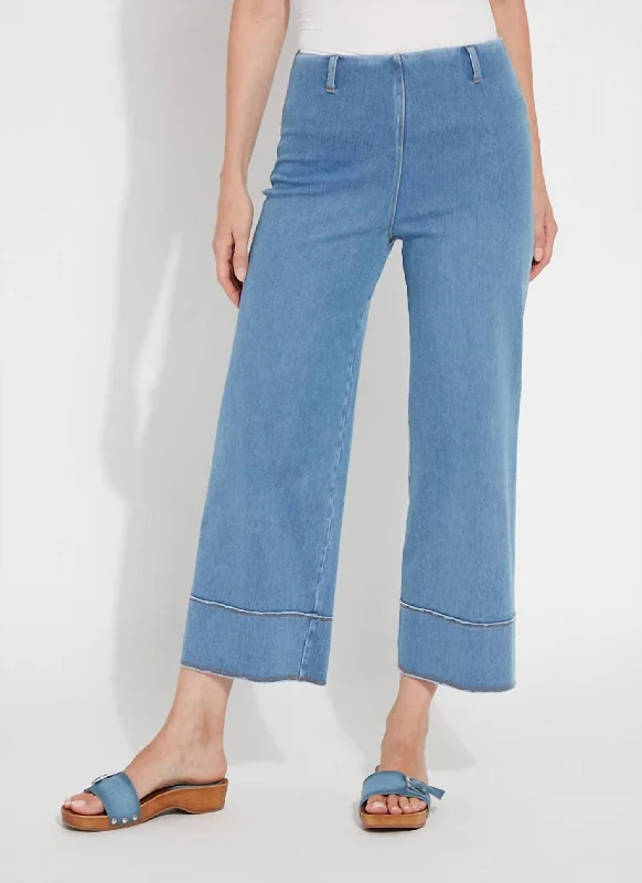 Margo Hi Waist Wide Crop Jeans In Bleached Blue Cozy Relaxed Fit Denim Jeans
