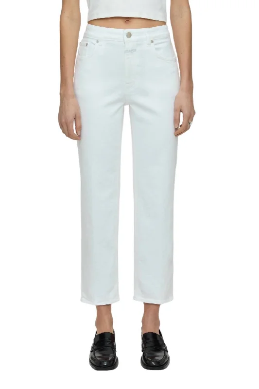 Milo Slim Jeans In White Trendy Wide-Leg High-Waist Denim