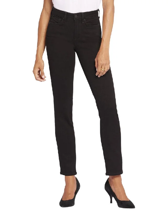 NYDJ Petite Sheri Black Slim Jean Comfortable Drawstring Waist Jeans
