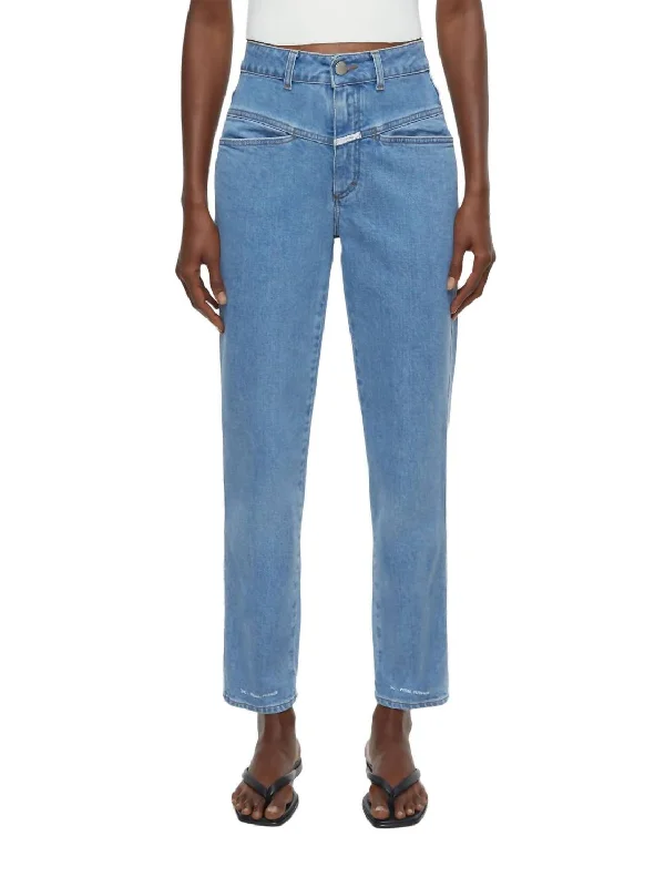 Pedal Pusher Jean In Mid Blue Trendy Classic Fit Jeans