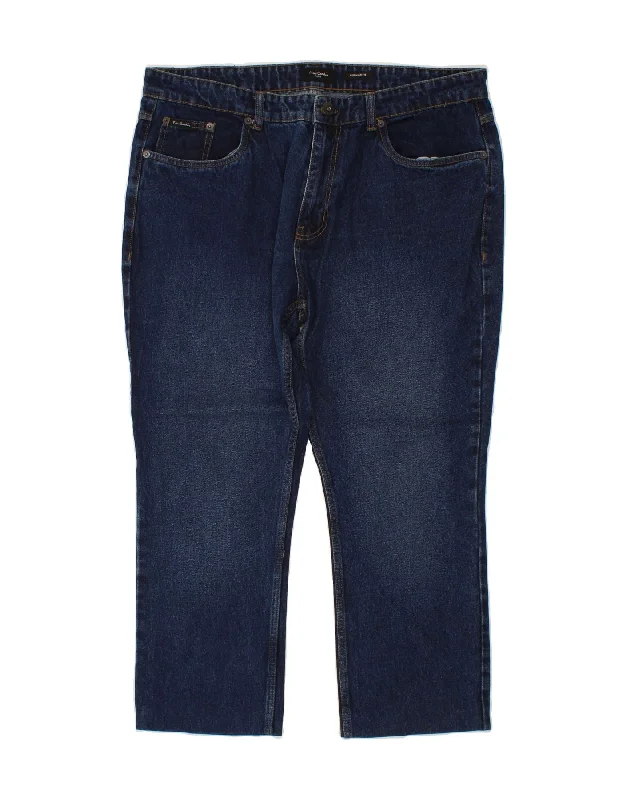 PIERRE CARDIN Womens Cropped Jeans W40 L25 Navy Blue Cotton Chic Faded Blue Jeans