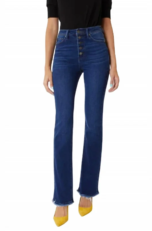 Rainn Ultra High Rise Flare Jeans In Dark Comfortable Full-Length Denim Jeans