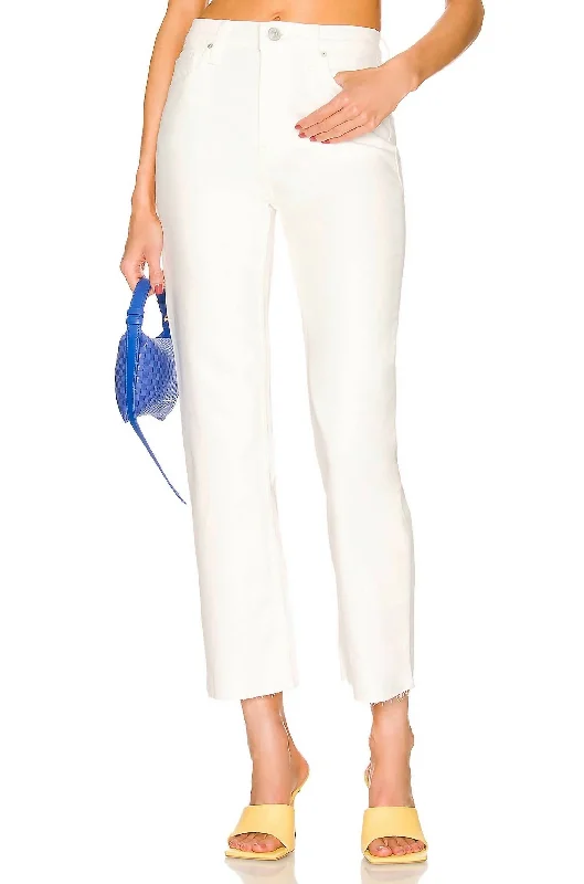 Remi High Rise Ankle Jeans In White Classic Black Denim Jeans
