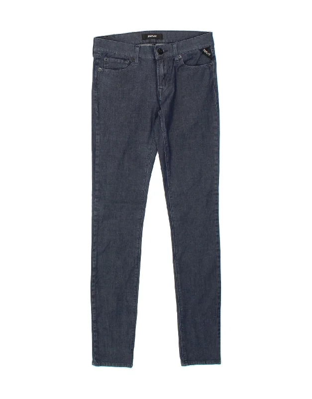 REPLAY Womens Skinny Jeans W26 L30 Navy Blue Cotton Casual Skinny Fit Jeans