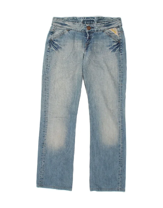 REPLAY Womens Straight Jeans W28 L29 Blue Cotton Stylish High-Rise Mom Jeans