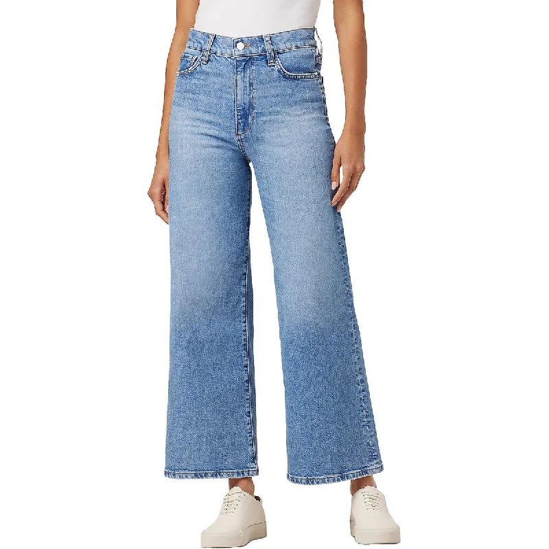 Womens Denim Faded Wide Leg Jeans Casual Light Wash Jeans
