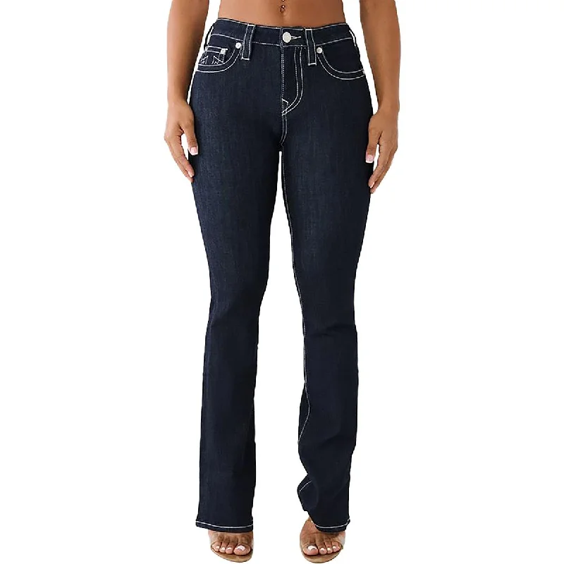 Womens Mid Rise Boot Cut Bootcut Jeans Trendy Wide-Legged High-Waist Jeans