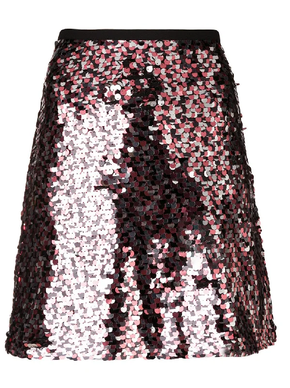 short sequined skirt ruffled skirt detail