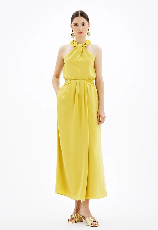 Solid Maxi Skirt With Pocket Detail casual skirt length