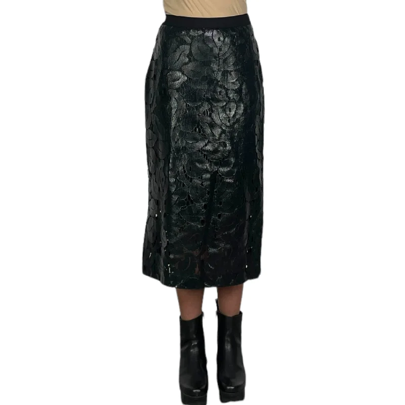 LACE SKIRT W/FOIL elastic waist skirt
