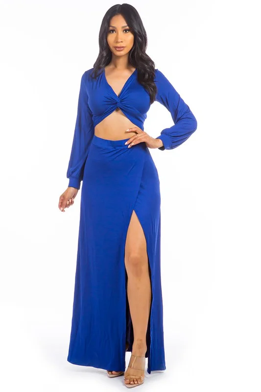 Sexy Two Piece Crop Top And Skirt Set summer skirt style