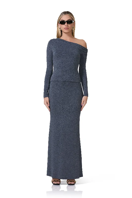 Amelia Maxi Skirt - Heather Charcoal silk skirt smooth