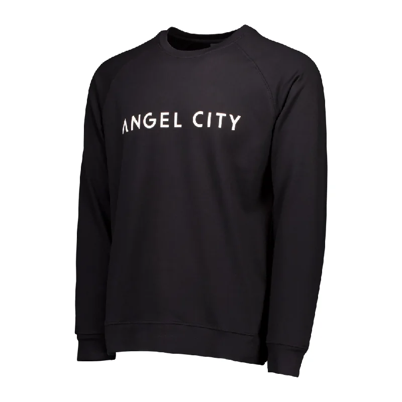 Angel City FC Unisex Black Wordmark Leisure Crewneck Sweater Silk Blend Satin Velvet