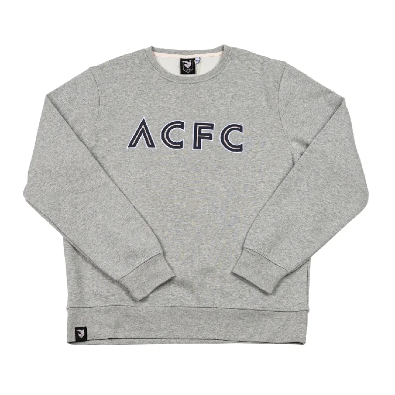 Angel City FC Unisex Grey Twill Wordmark Crewneck Sweater Sequined Glittery Shiny