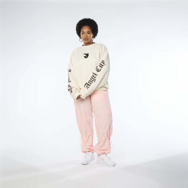 Angel City FC Unisex Old English Off-White Oversized Crewneck Sweater Modern Contemporary Chic Angel City FC Unisex Old English Off-White Oversized Crewneck Sweater Modern Contemporary Chic
