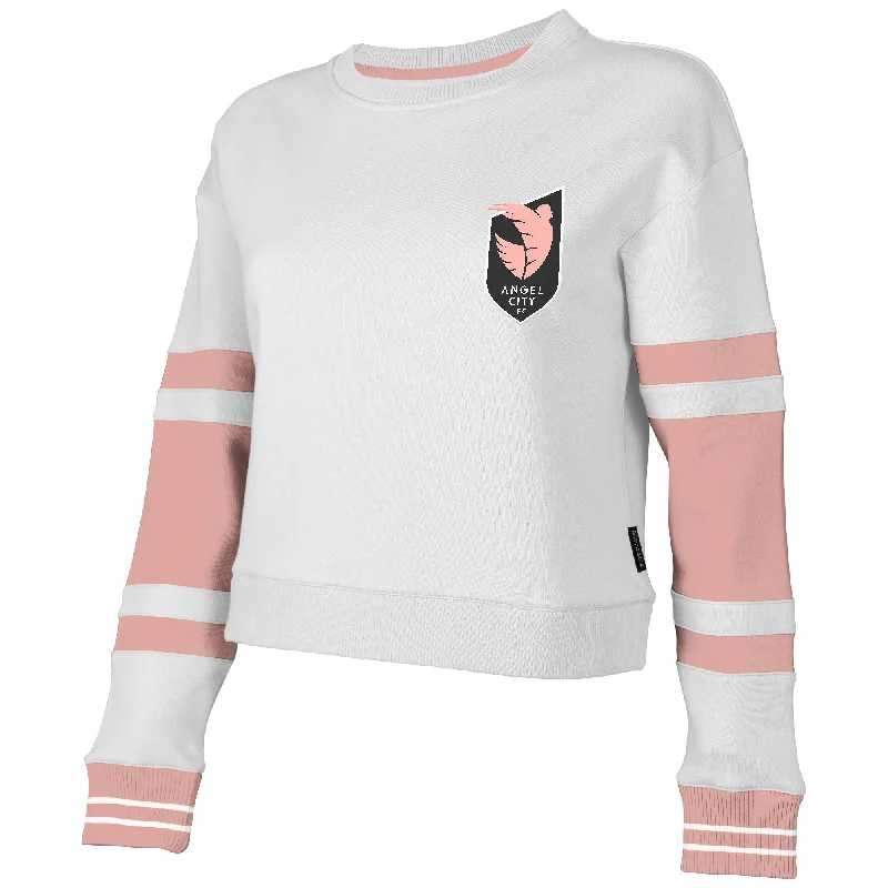 Angel City FC Women's Scrimmage Crop Crewneck Sweater Neon Metallic Matte