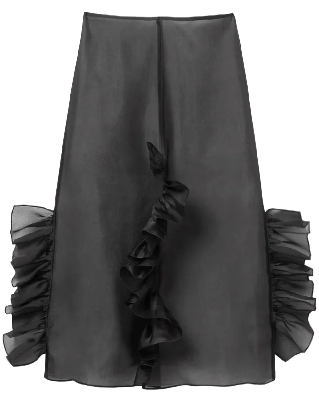 Black Radieux Frill Skirt belted skirt waist