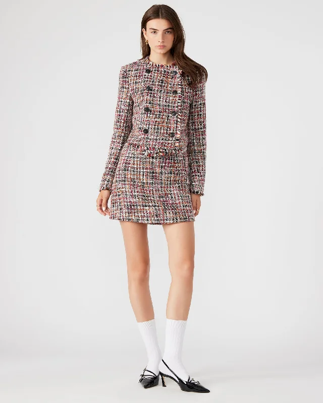 MATTEA SKIRT RED MULTI zip skirt side