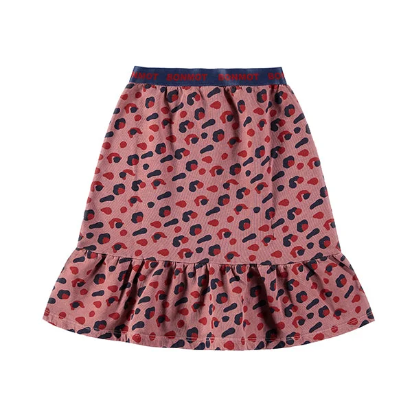 BONMOT LONG FRILL LEOPARD SKIRT denim skirt classic