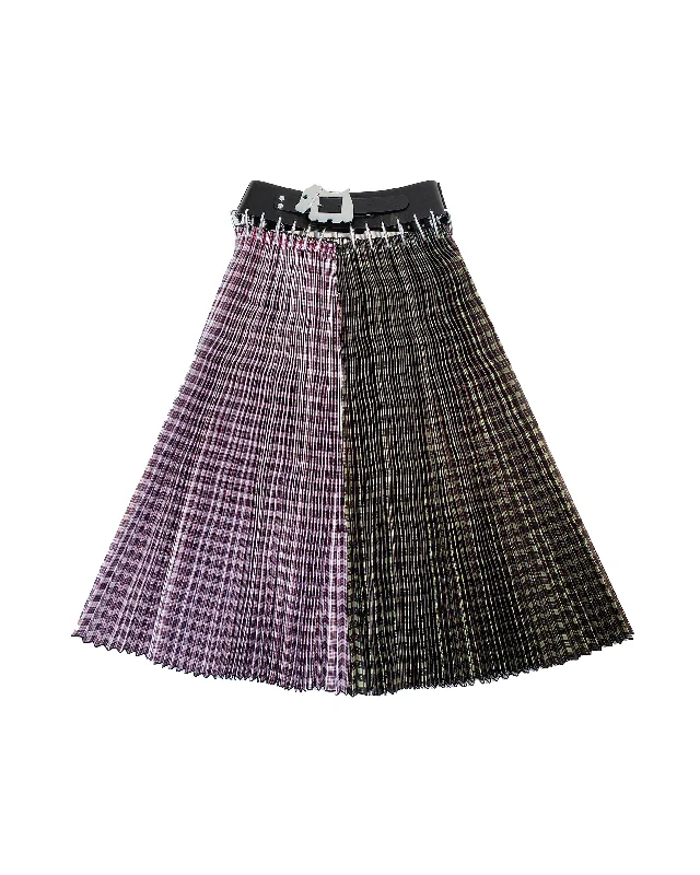 Catherine Midi Tartan Carabiner Skirt - Green / Pink wool skirt sturdy