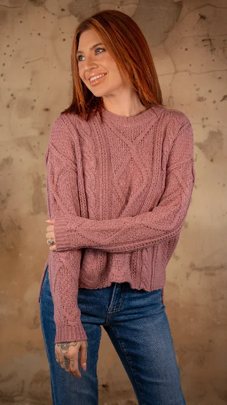 Clara Light Rose Cable Knit Sweater Cotton Fabric Linen Fabric Terry Fabric