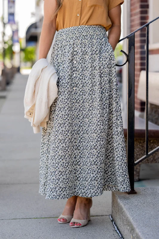 Cosmos Button Accented Maxi Skirt cotton skirt soft