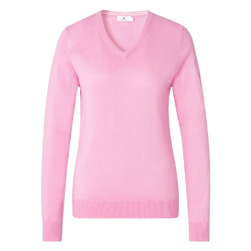 Cross Women's CLASSIC V-NECK SWEATER - PINK Embroidered Appliqued Beaded