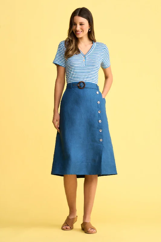 Belted Linen Skirt denim skirt classic