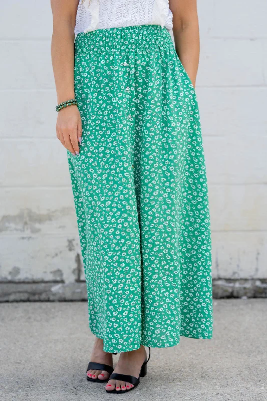 Daisies Button Accented Maxi Skirt ribbed skirt waist
