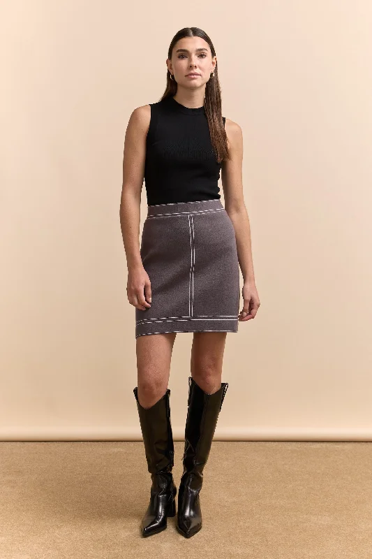 Denim look knitted skirt cashmere skirt fine