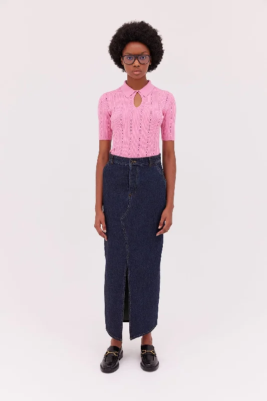 Denim Midi Skirt linen skirt breathable