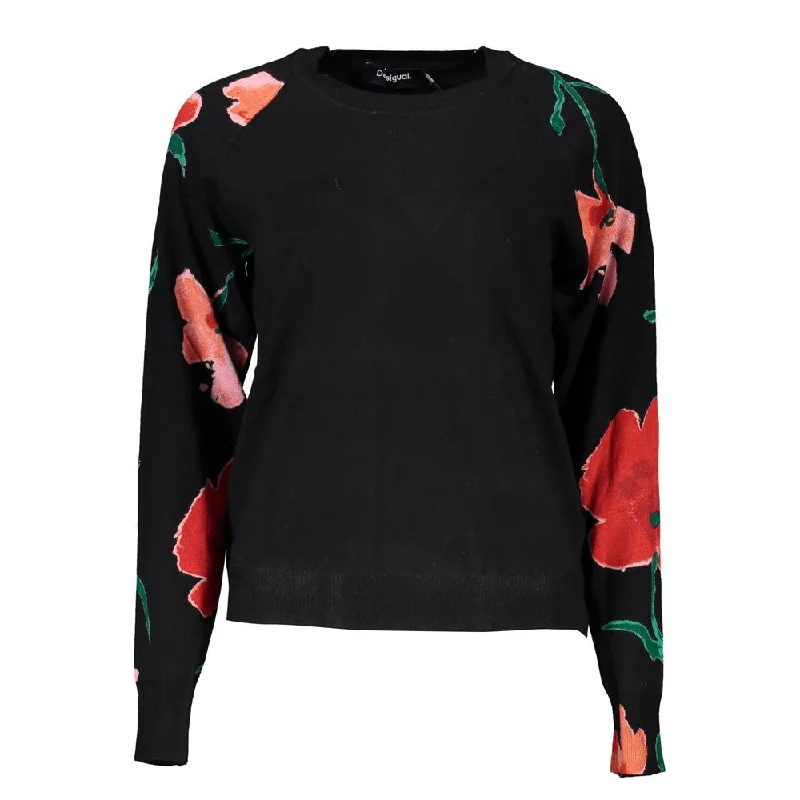 Desigual Chic Contrast Crew Neck Women's Sweater Stretchy Elastic Breathable