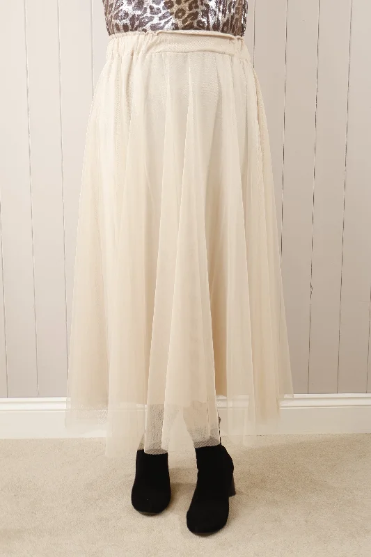 Dilly Plain net skirt Ecru corduroy skirt comfortable