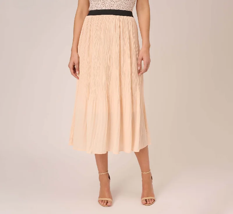 Dot Print Pleated Midi Skirt In Champagne Ivory Seed Dot leather skirt sleek