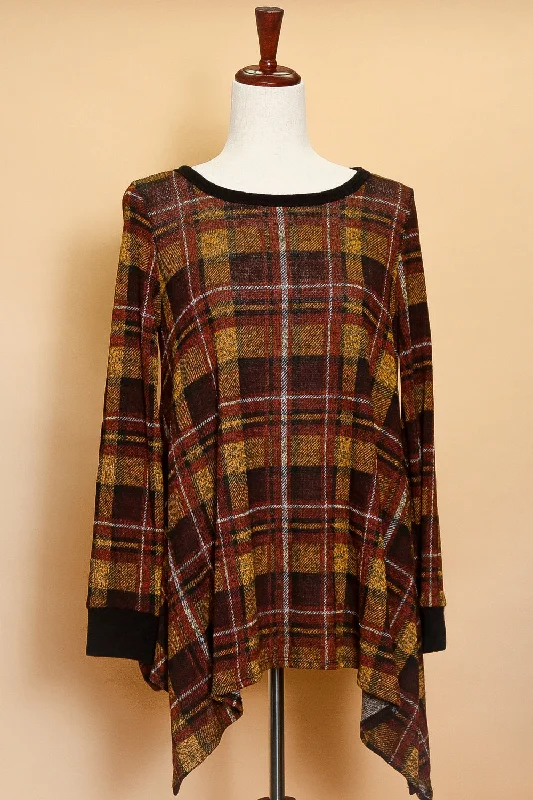 Draping Plaid Sweater Embroidered Appliqued Beaded