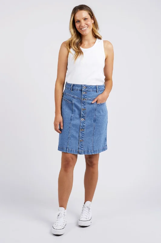 Eliza Denim Skirt - Blue linen skirt natural