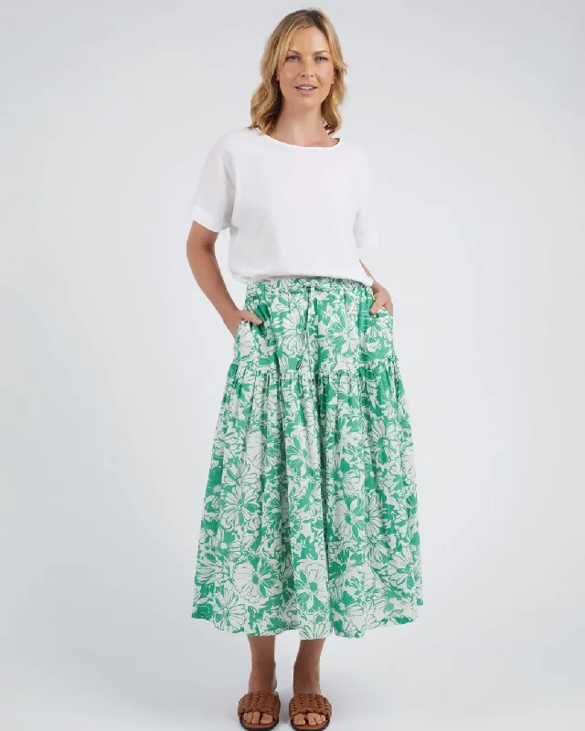 Elm Florentina Skirt Green velvet skirt rich