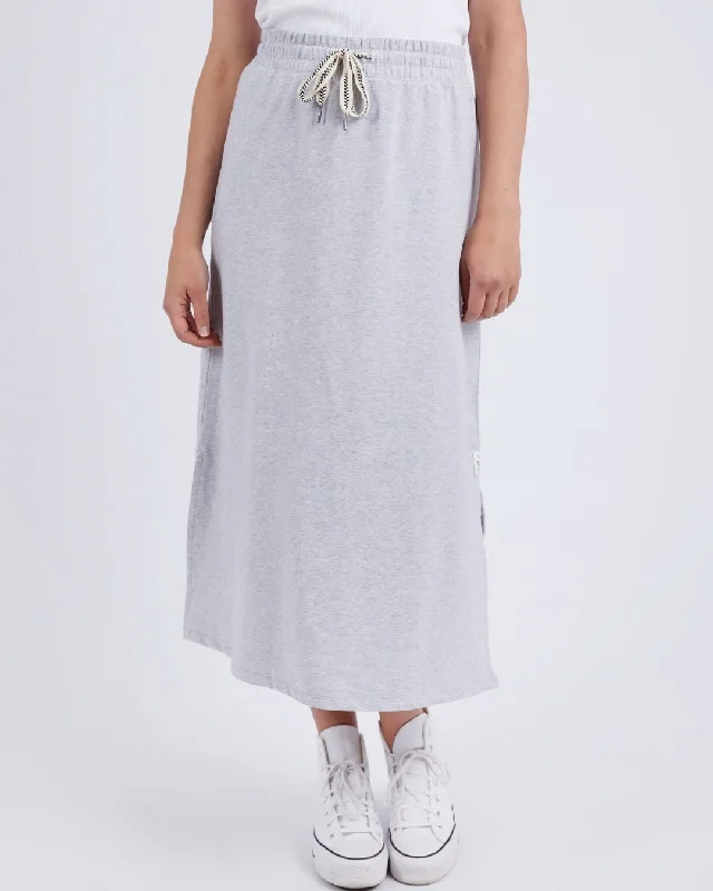 Elm Travel Skirt Grey Marle silk skirt lustrous