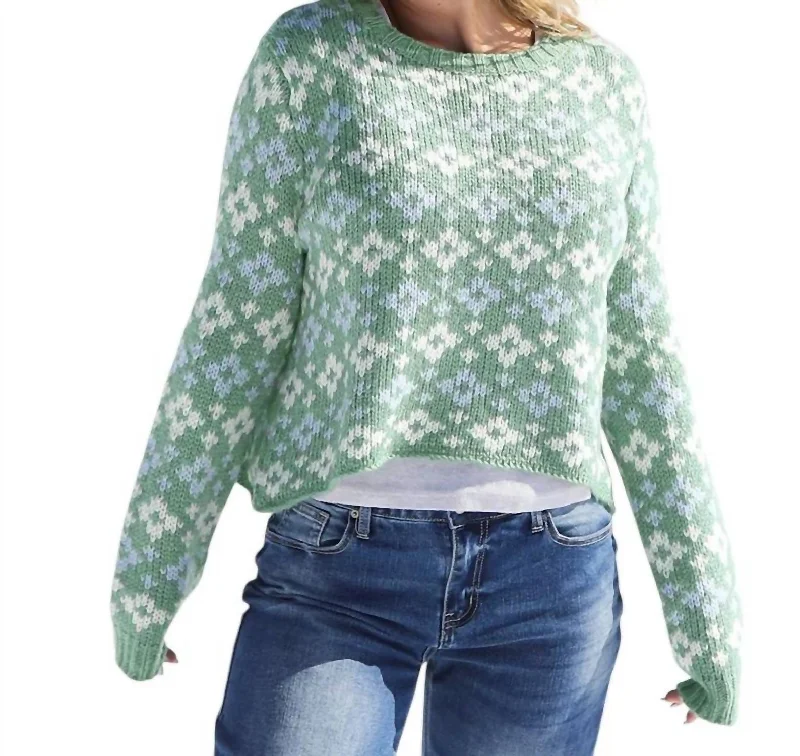 Fair Isle Crew Sweater In Irish Green Long Sweater Short Sweater Cropped Sweater