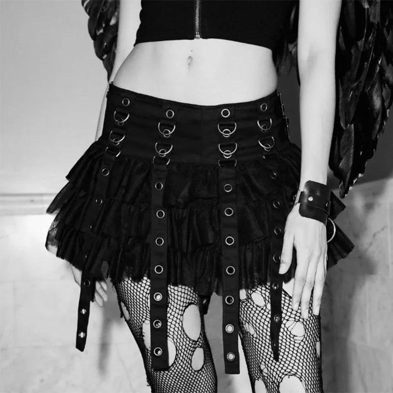 Mall Goth Black Pleated Mini with Chain Women's High Waisted Tennis Fairy Grunge Aesthetic E Girl Skirt athletic skirt fit