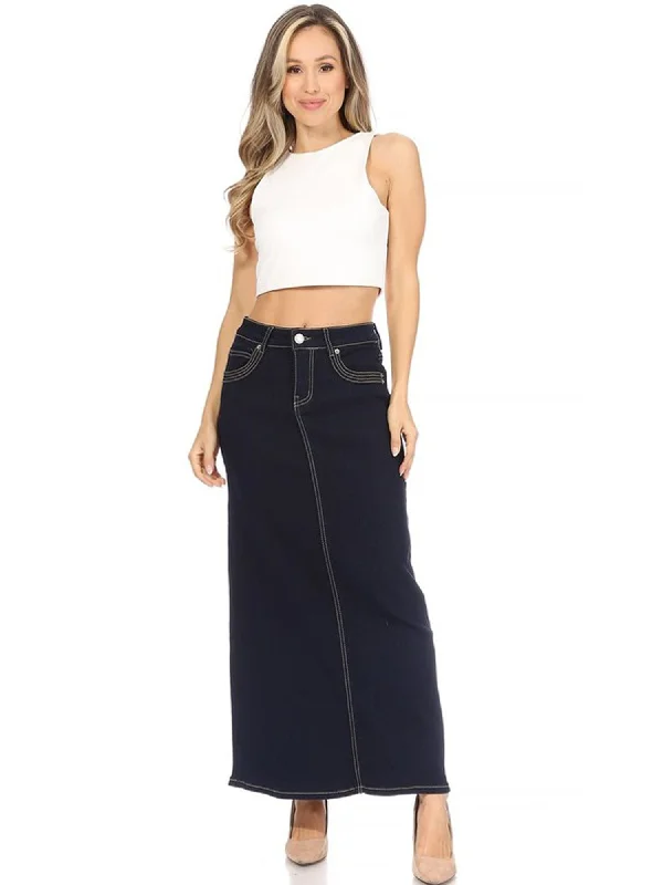 G-Gossip Apparel Denim Long Skirt leather skirt durable