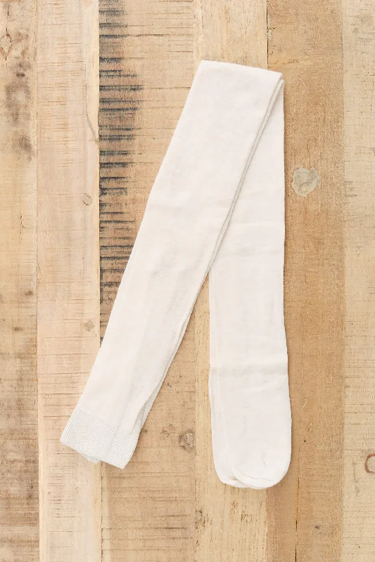 Cashmere Sweater Tights in Ivory Glossy Satin Silk