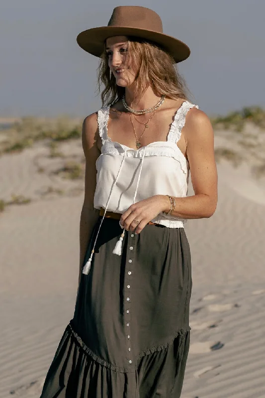 Harlow Midi Skirt - ivy denim skirt trendy