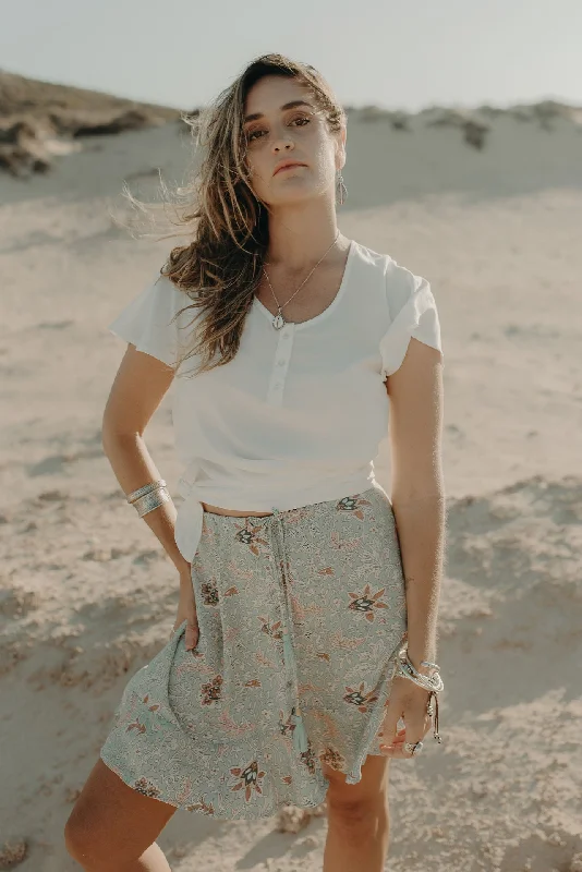 Harlow Mini Skirt - soft turquoise cashmere skirt soft