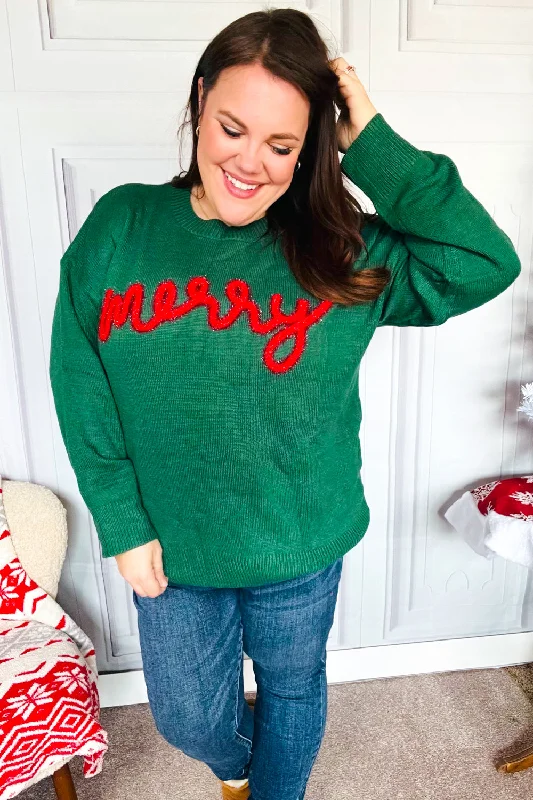 Be Merry Hunter Green Pop Up Lurex Sweater (Open Pack) Fleece Sweater Nylon Polyester