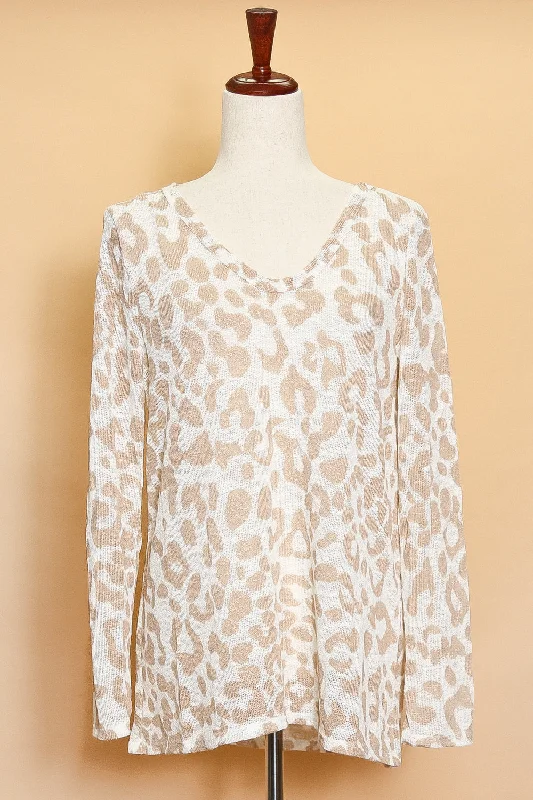 Ivory/Taupe Animal V Neck Sweater (5pc) Long Sweater Short Sweater Cropped Sweater